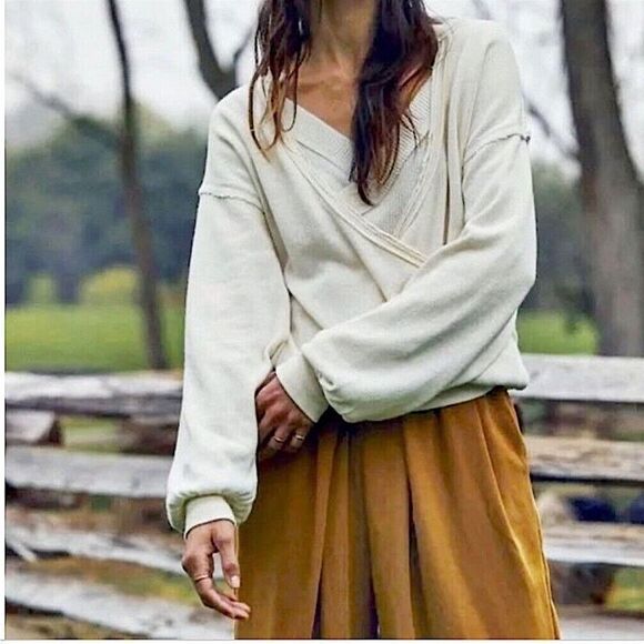 Free People Anyway Textured Tee In Gardenia - Picture 2 of 5